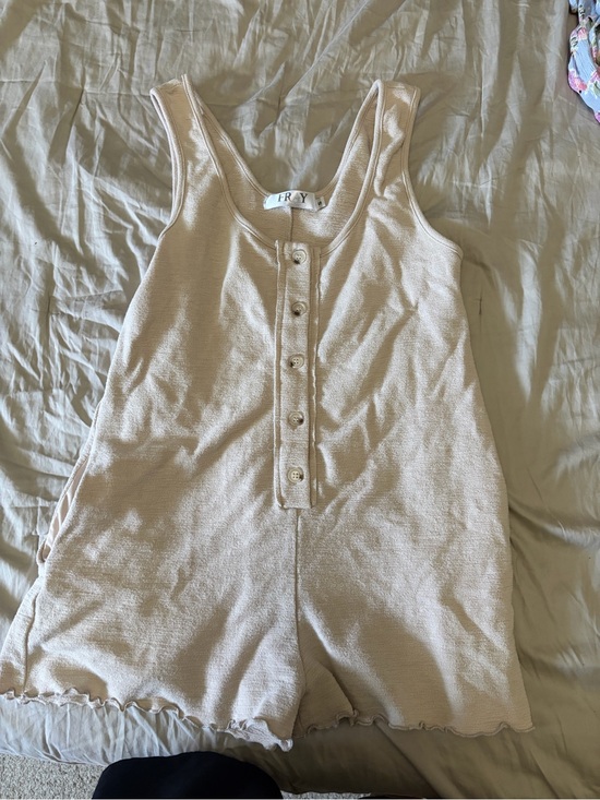 Fray Pants - FRYE Cream Tank Romper with Button-Front Detail